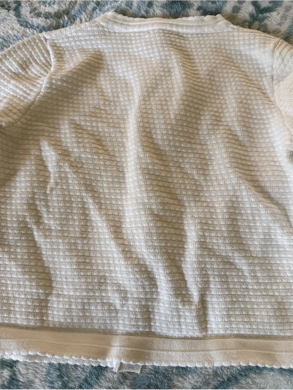 Sioni Ivory Textured Pearl-Button Cardigan